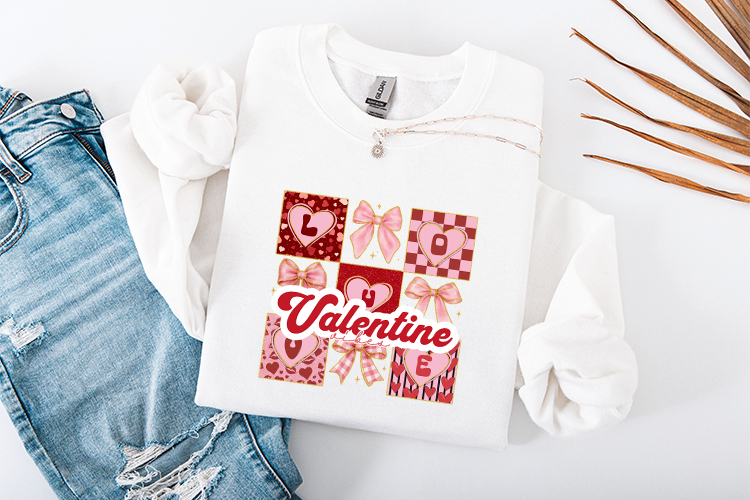 Valentine Vibes Love Coquette Bow PNG | Retro Sublimation