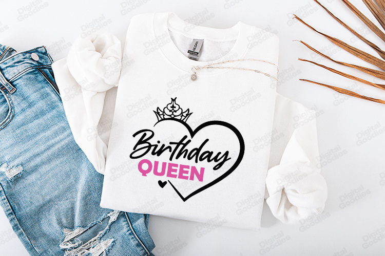 Birthday Queen Tshirt Design Script Typography Art