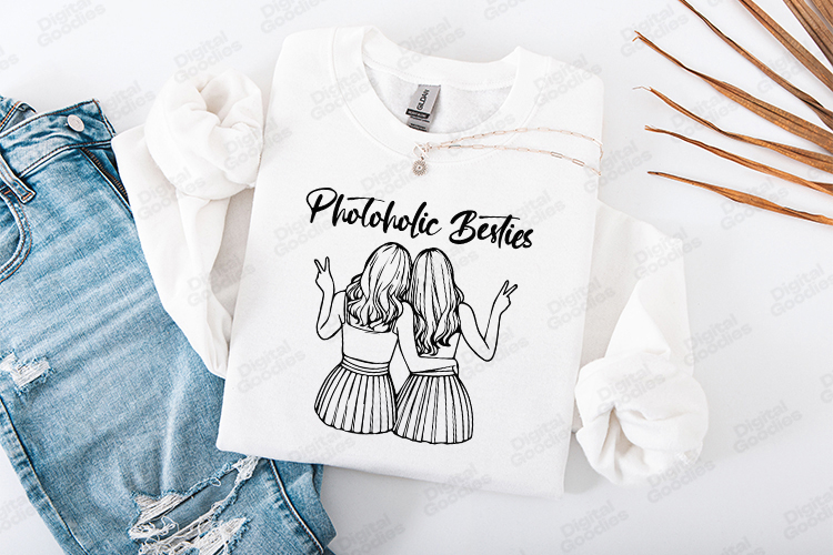Photoholic Besties SVG Best Friend PNG Gift Sisterhood Art