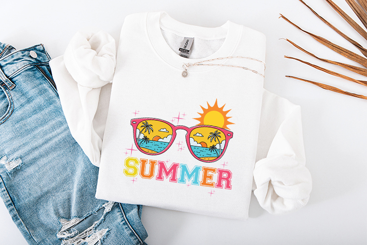 Retro Summer Shades SVG - Pink Sunglasses Beach Sunset Art