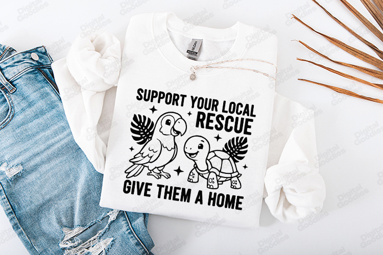 Support Your Local Rescue SVG - Parrot and Turtle Cut File
