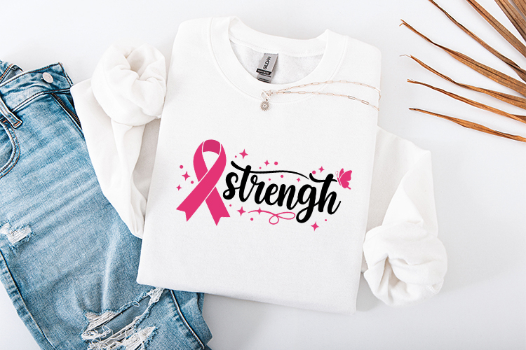 Strength SVG - Breast Cancer Awareness Pink Ribbon Butterfly