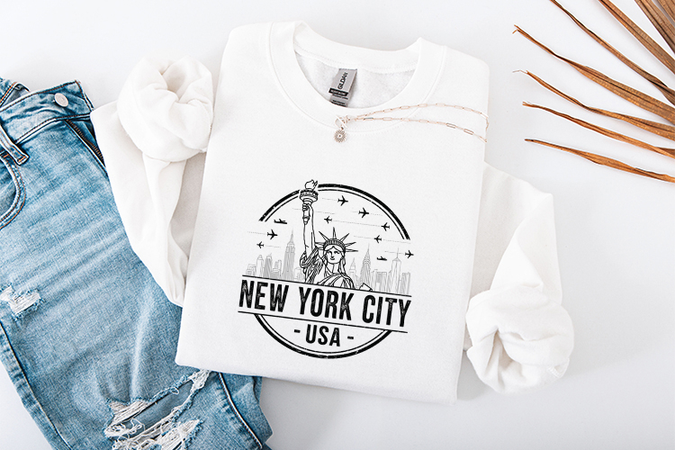New York City SVG Statue of Liberty Round Travel Stamp PNG