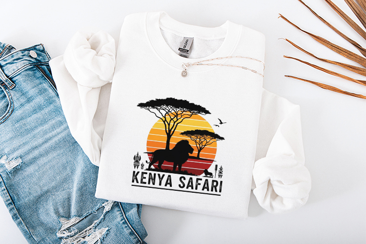 Kenya Safari SVG Retro Lion Sunset African Wildlife PNG
