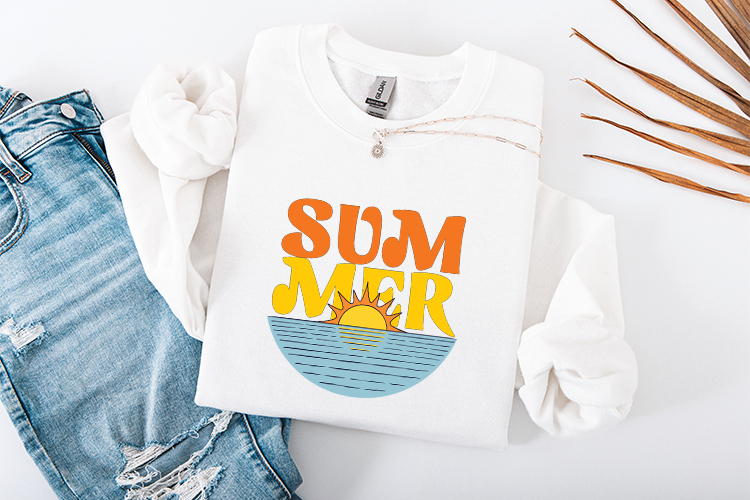 Retro Summer Sunset SVG - Ocean Horizon Beach T-Shirt Art