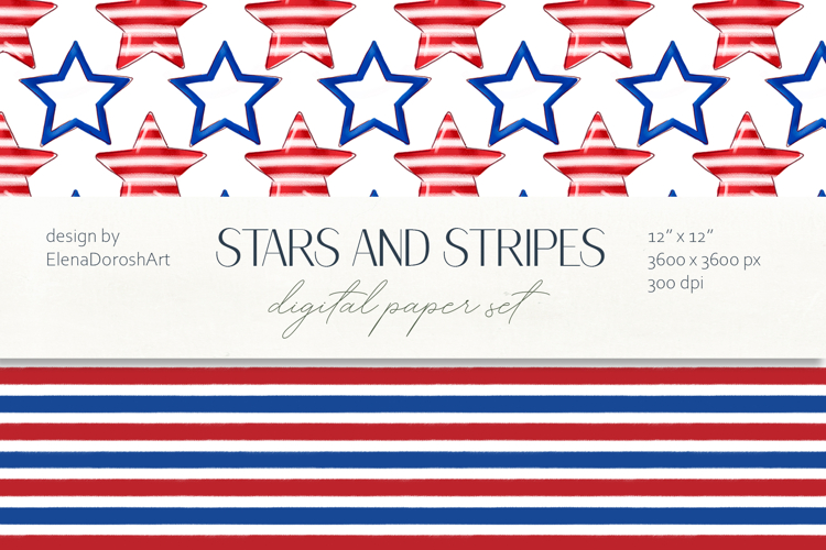 Patriotic Stars and Stripes Seamless Pattern Set