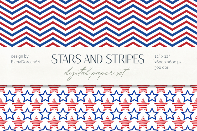 Patriotic Stars and Stripes Seamless Pattern Set