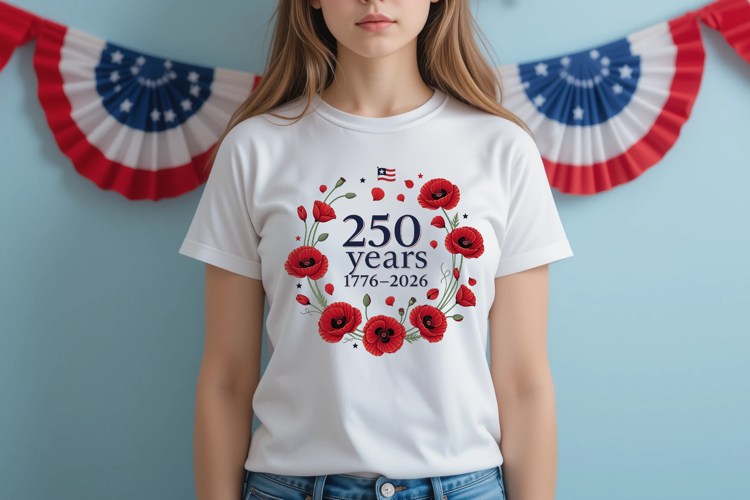 250 Years USA Patriotic Poppies PNG