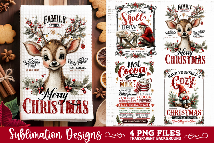Christmas Kitchen Towel 4 PNG Retro PNG Sublimation
