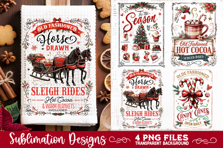 Christmas Kitchen Towel 4 PNG Retro PNG Sublimation