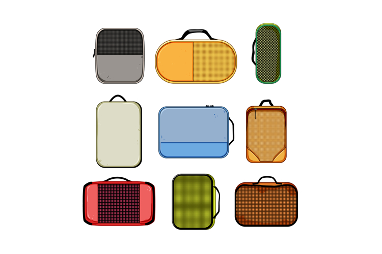 Travel packing cubes and luggage organizers set