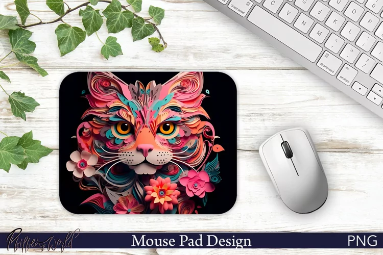 3D Mouse Pad Sublimation Design | 3D Cat Sublimation