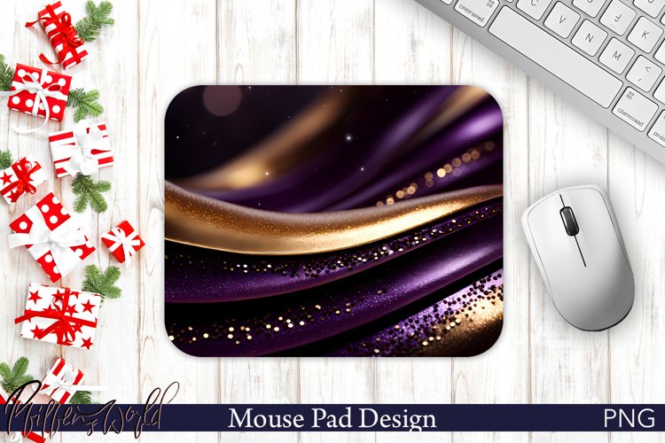 Holiday Mouse Pad | Sparkling Purple and Golden Design example image 1