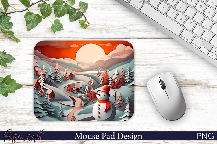 Christmas Mouse Pad | Winter Design | Snowman