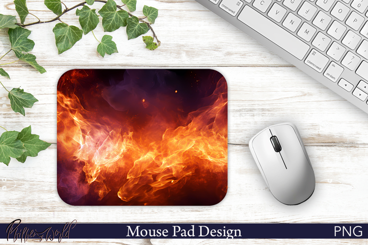 Fiery Storm Glow Mouse Pad Design