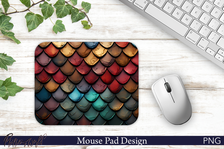 Earthtone Mermaid Scale Mouse Pad Design