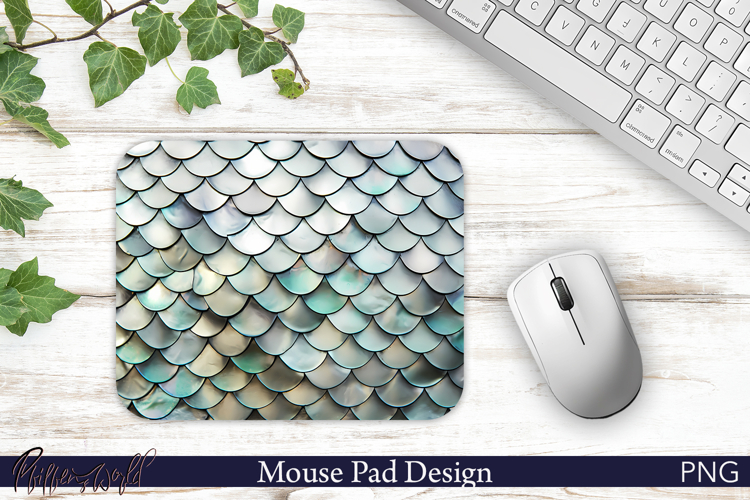 Metallic Mermaid Scale Mouse Pad Design