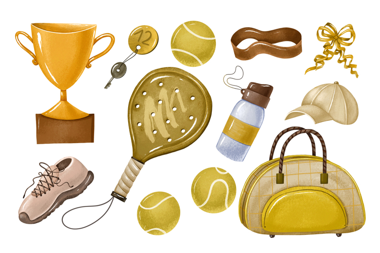 WINNER’S COURT Hand-Drawn Golden Tennis Clipart