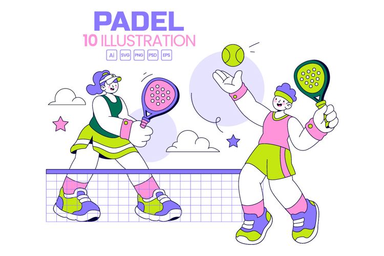10 Padel Vector Illustration