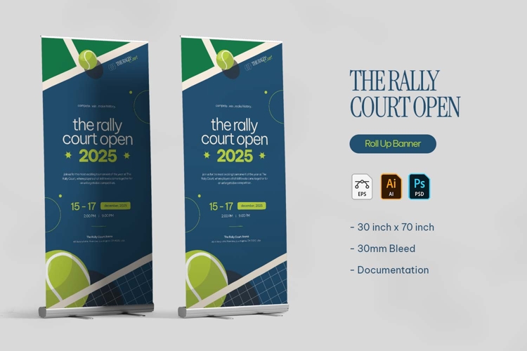 Rally Court Open Roll Up Banner