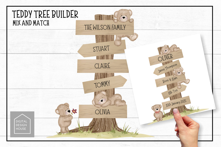 TEDDY BEAR TREE BUILDER - Family Tree Clipart PNG