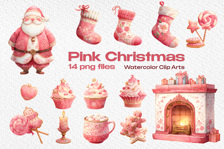 Pink Christmas Cliparts, Scrapbook