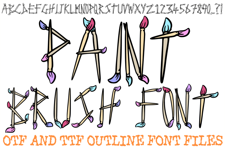 Paint Brush Font Art Creative Lettering ABC OTF Type