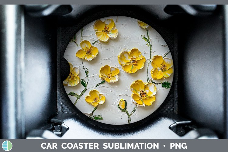 Paint Flowers 01 Buttercup Car Coaster Sublimation Designs