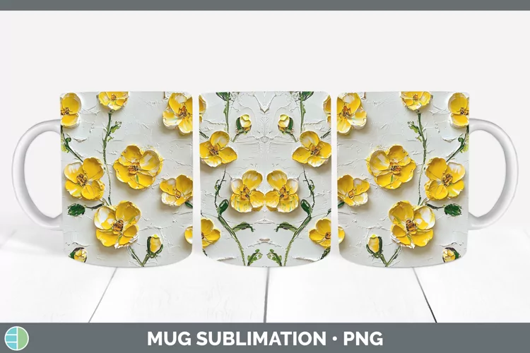 Paint Flowers 01 Buttercup Mug Wrap Sublimation Coffee Cup D