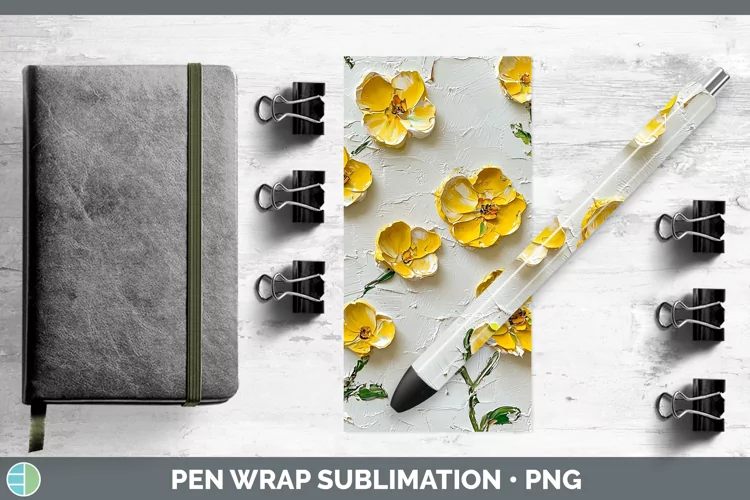 Paint Flowers 01 Buttercup Pen Wrap Sublimation Pen Designs
