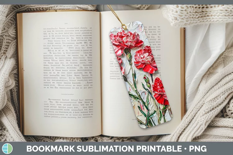 Paint Flowers 01 Carnation Bookmark Sublimation Printable De