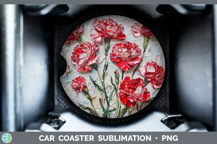 Paint Flowers 01 Carnation Car Coaster Sublimation Designs