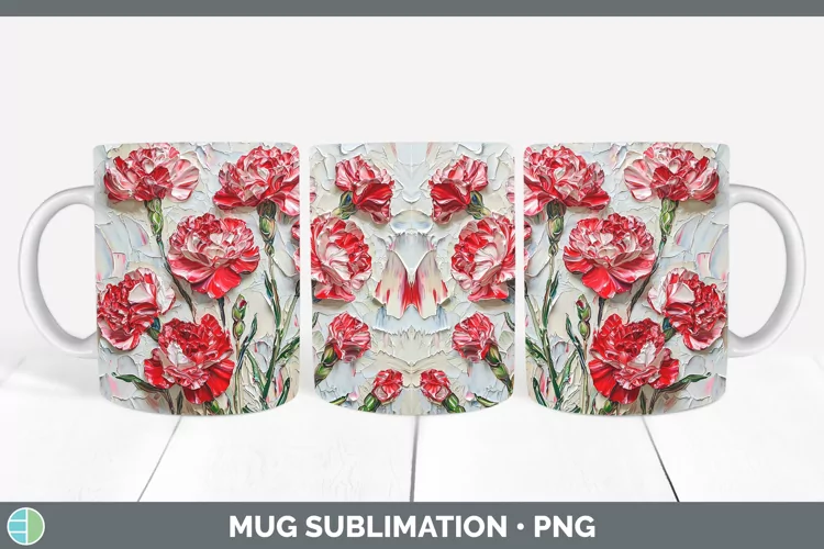 Paint Flowers 01 Carnation Mug Wrap Sublimation Coffee Cup D