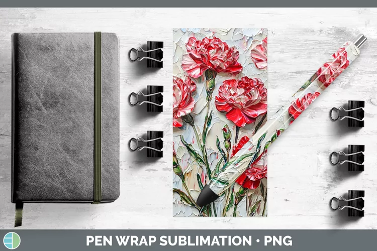 Paint Flowers 01 Carnation Pen Wrap Sublimation Pen Designs