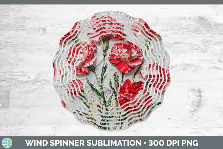 Paint Flowers 01 Carnation Wind Spinner Sublimation Spinner