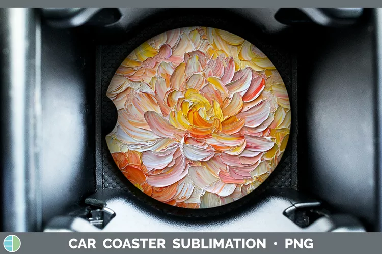 Paint Flowers 01 Chrysanthemum Car Coaster Sublimation Desi