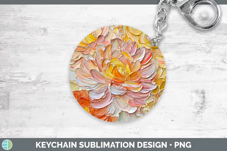 Paint Flowers 01 Chrysanthemum Keychain Sublimation Keyring