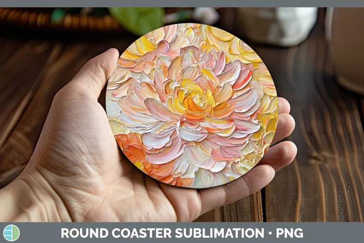 Paint Flowers 01 Chrysanthemum Round Coaster Sublimation Coa