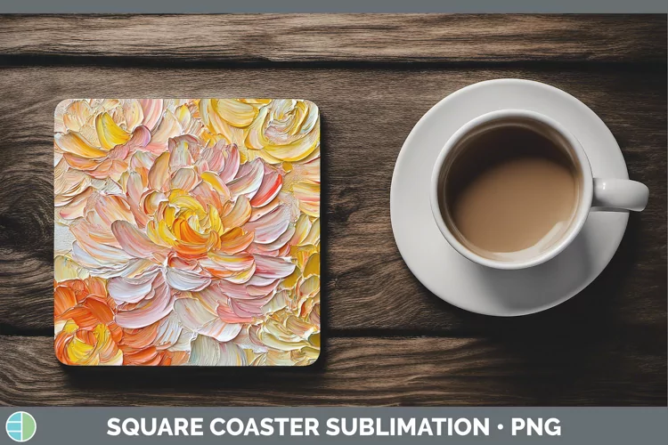 Paint Flowers 01 Chrysanthemum Square Coaster Sublimation Co