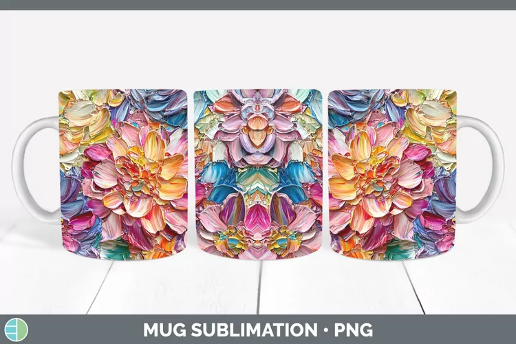 Paint Flowers 01 Dahlia Mug Wrap Sublimation Coffee Cup Desi