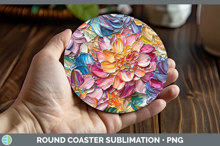 Paint Flowers 01 Dahlia Round Coaster Sublimation Coaster De
