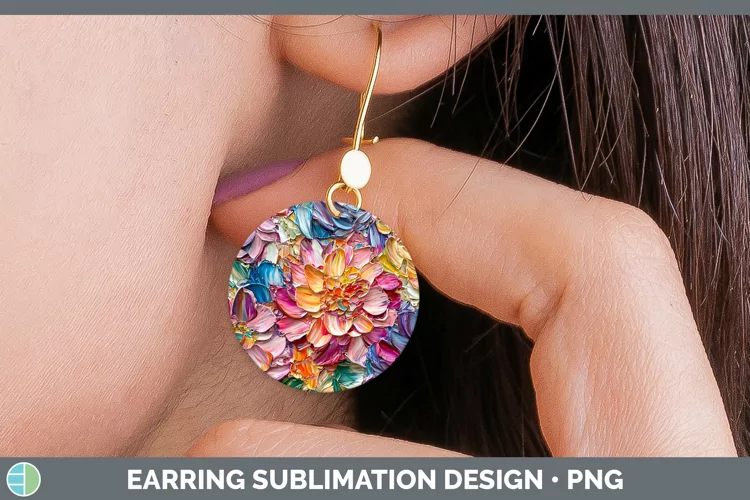 Paint Flowers 01 Dahlia Round Earrings Sublimation Earrings