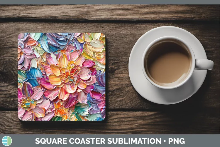 Paint Flowers 01 Dahlia Square Coaster Sublimation Coaster D