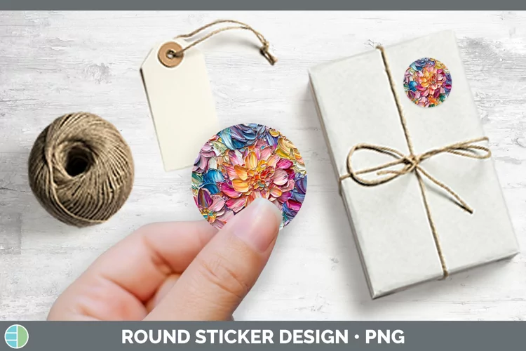Paint Flowers 01 Dahlia Stickers | Round Labels Designs
