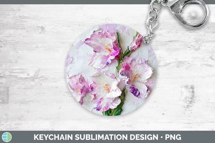 Paint Flowers 01 Gladiolus Keychain Sublimation Keyring Desi