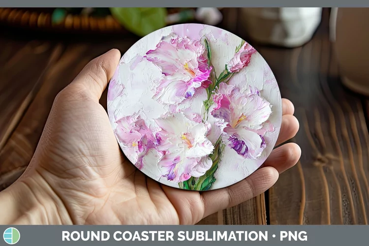 Paint Flowers 01 Gladiolus Round Coaster Sublimation Coaster