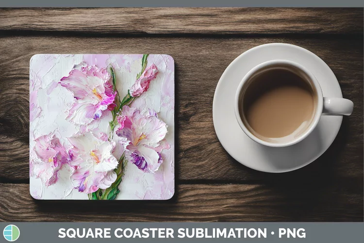 Paint Flowers 01 Gladiolus Square Coaster Sublimation Coaste