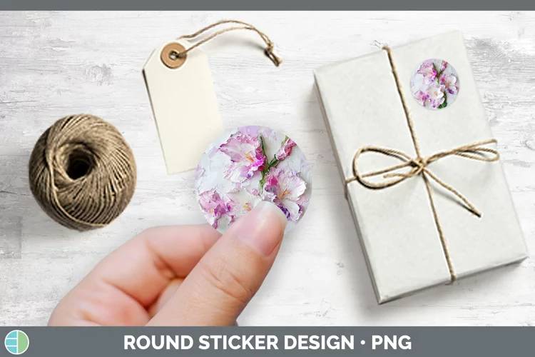 Paint Flowers 01 Gladiolus Stickers | Round Labels Designs