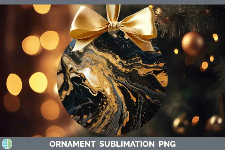 Paint Pour Black Ornament Sublimation Bauble Designs