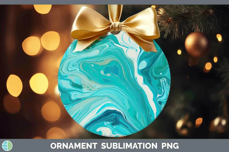 Paint Pour Blue 2 Ornament Sublimation Bauble Designs